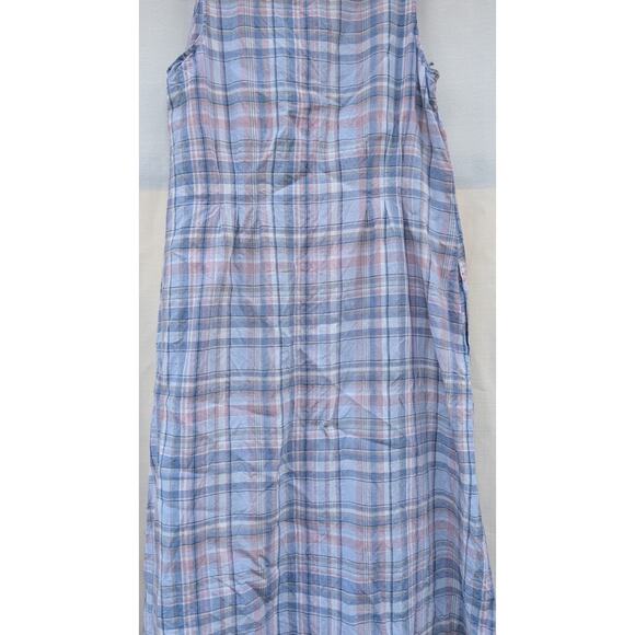J.Jill Love Linen Womens Plaid Maxi Dress Medium Blue V-Neck Sleeveless Flaw - Picture 5 of 9
